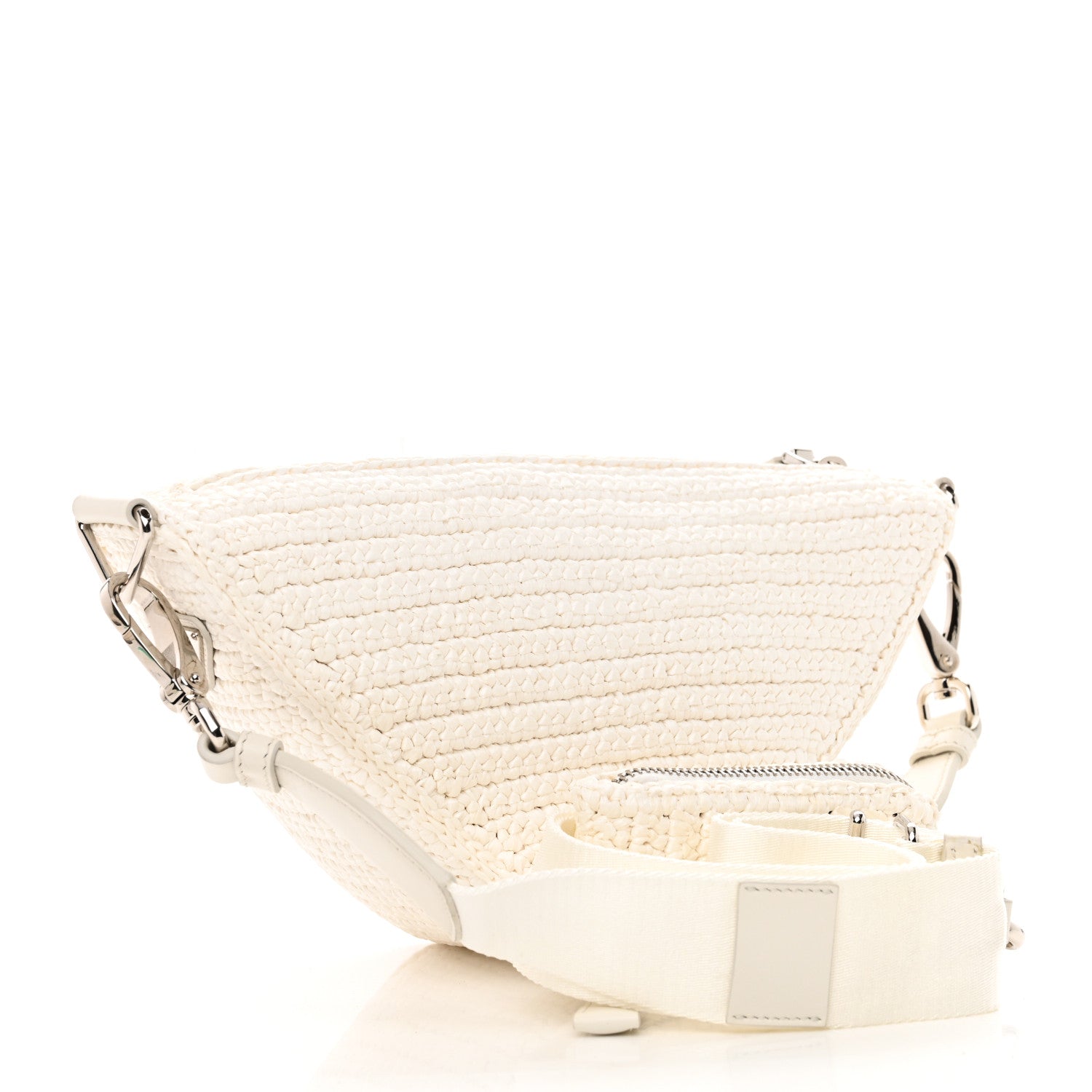 Yarn Raffia Effect Crochet Triangle Shoulder Bag White