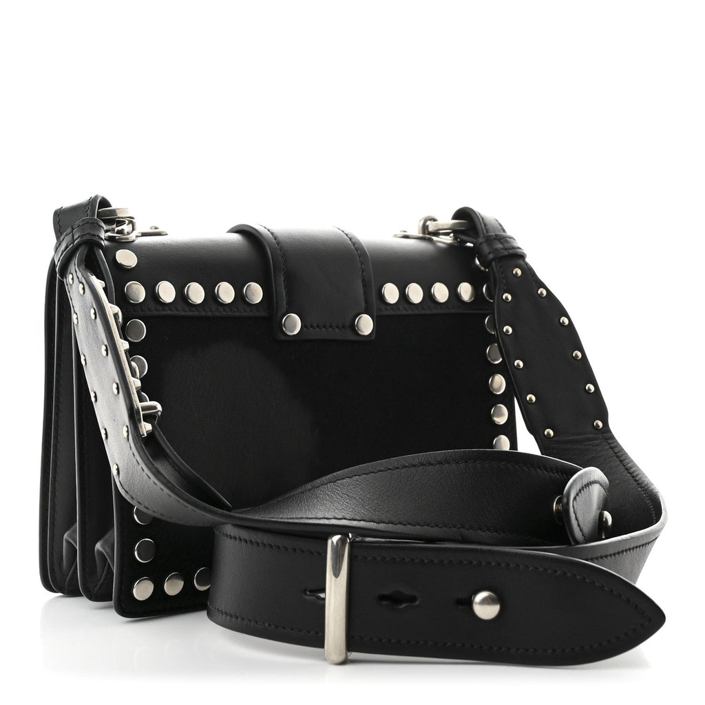 Calf Hair City Calfskin Studded Cahier Bag Black