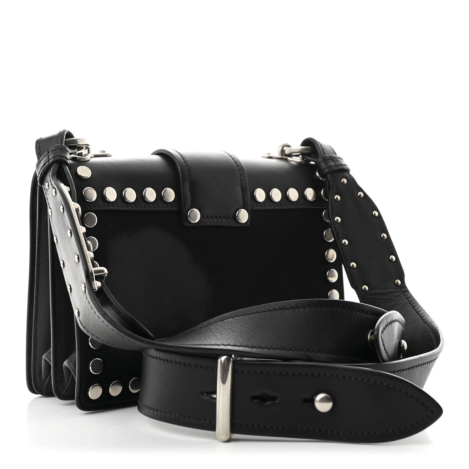 Calf Hair City Calfskin Studded Cahier Bag Black