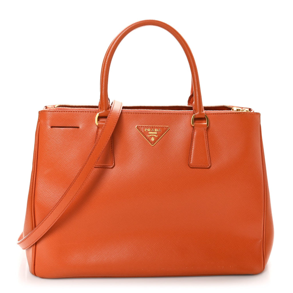Saffiano Medium Galleria Double Zip Tote Papaya
