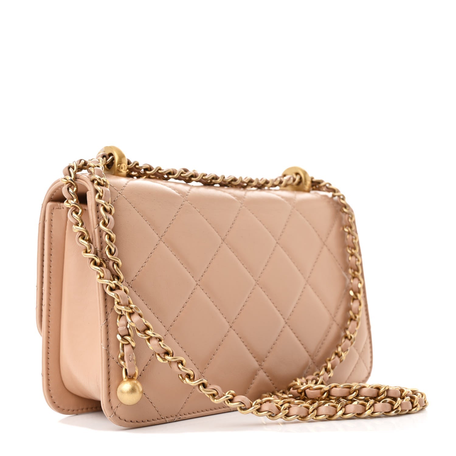 Calfskin Quilted Mini Perfect Fit Flap Beige