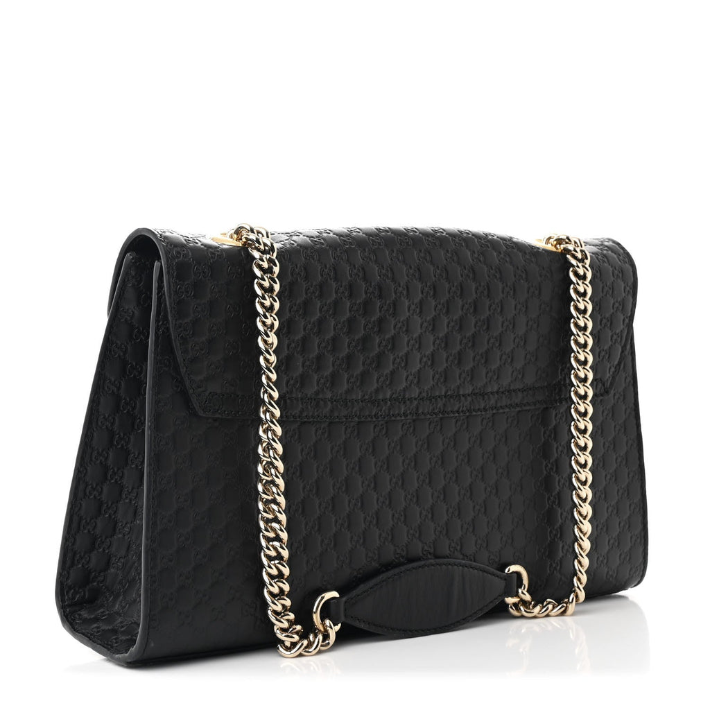 Microguccissima Medium Emily Chain Shoulder Bag Black