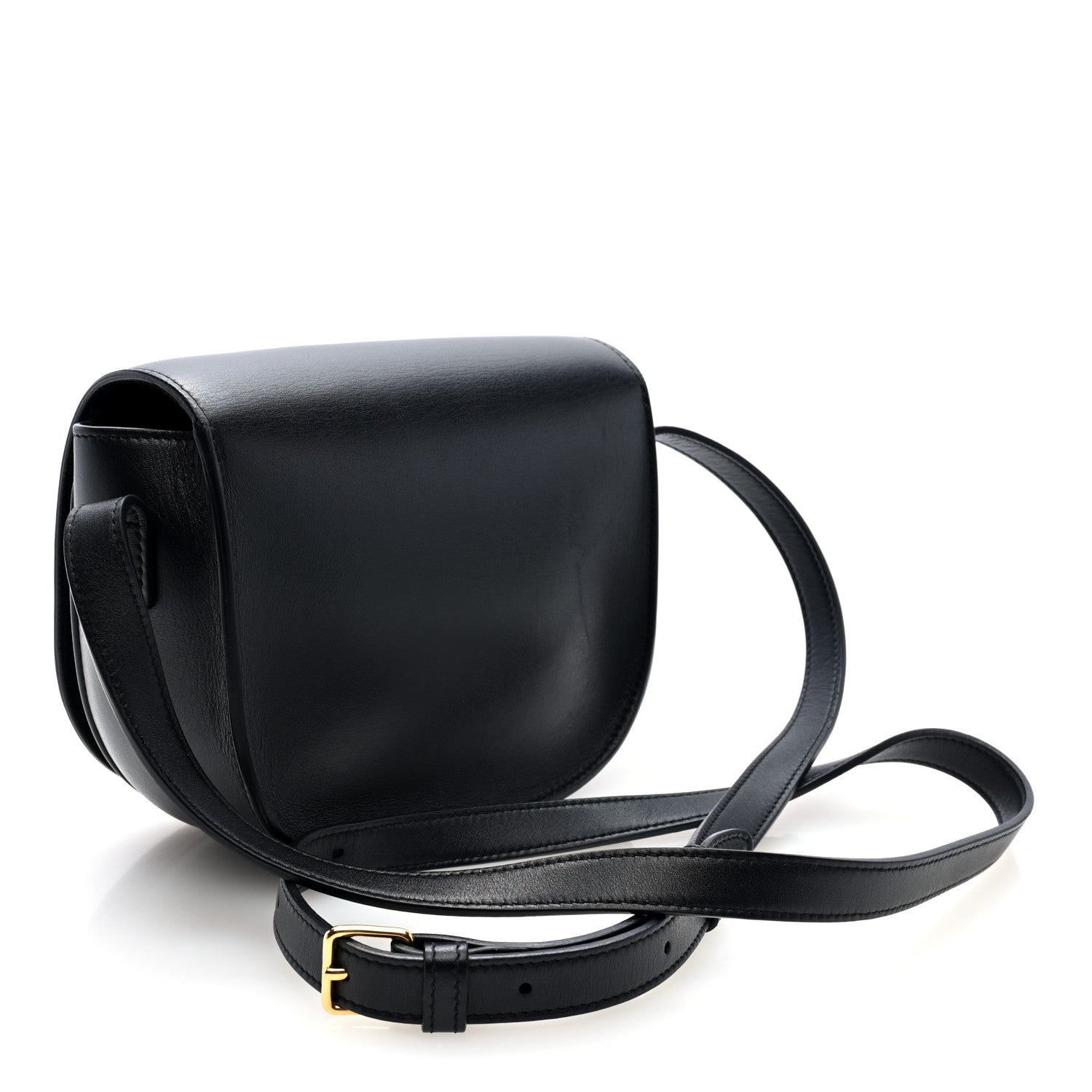 Smooth Calfskin Cuir Triomphe Folco Crossbody Bag Black