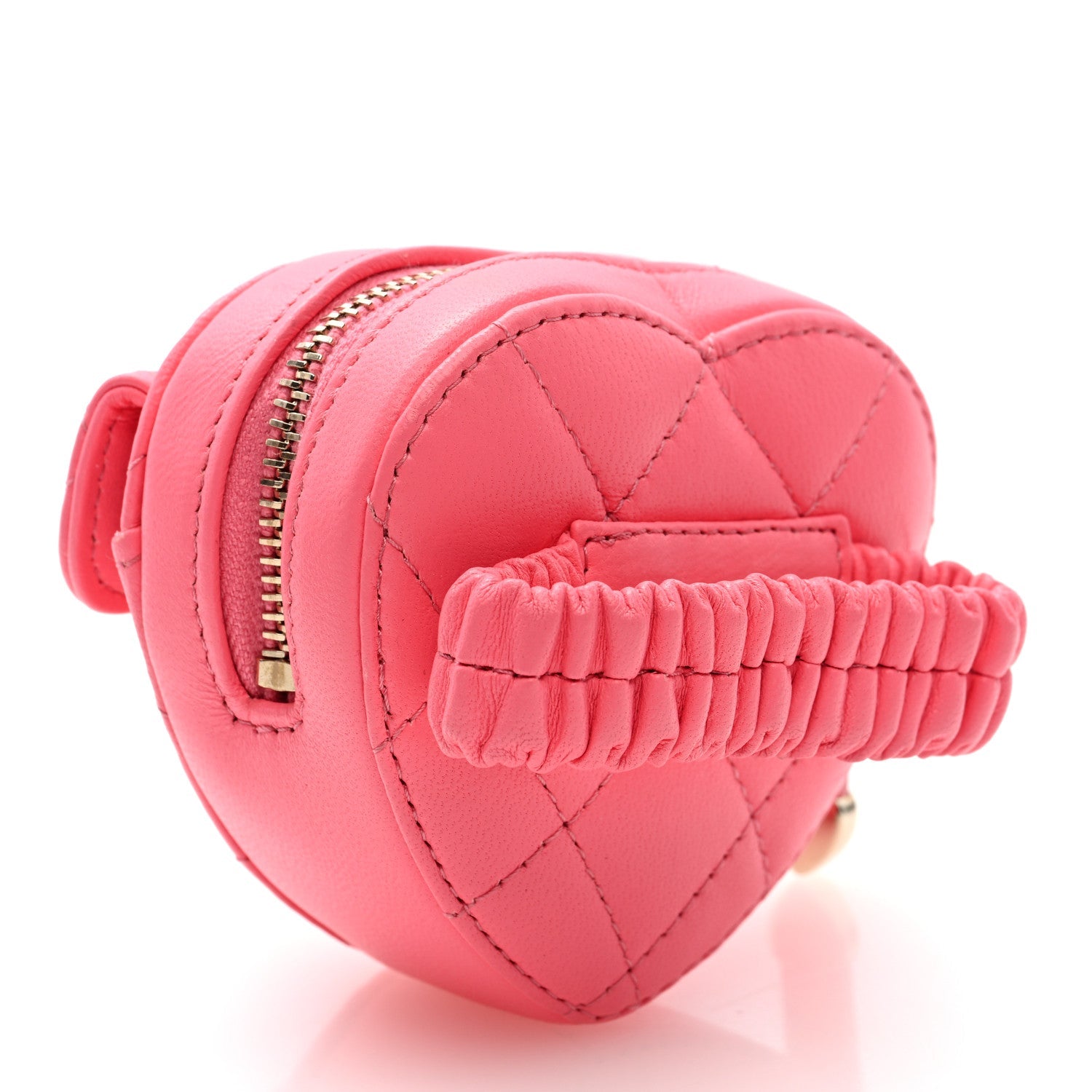 Lambskin Quilted CC In Love Heart Zipped Arm Coin Purse Pink