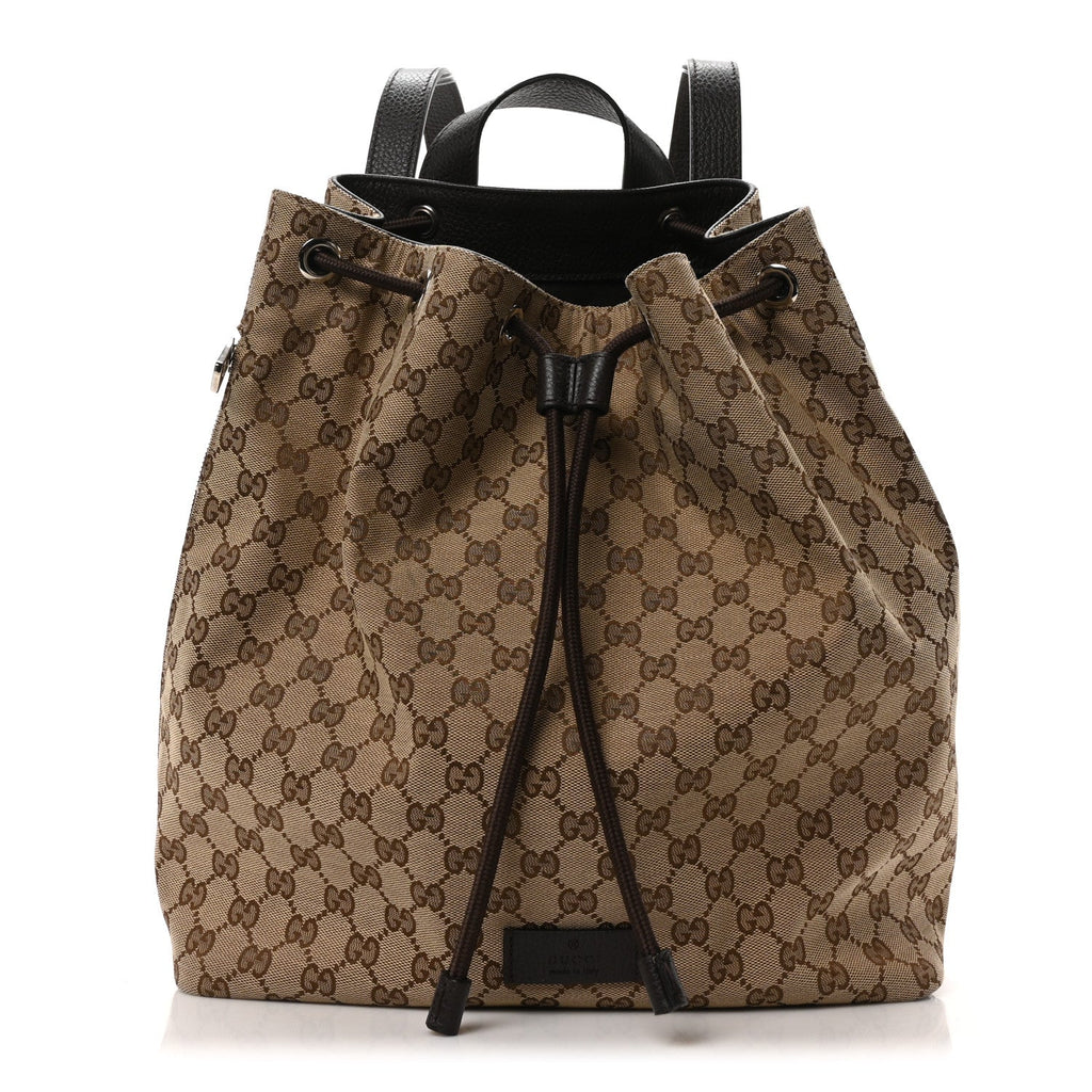 Monogram Dollar Calfskin O Drawstring Backpack Beige Ebony Testa di Moro Dark Chocolate