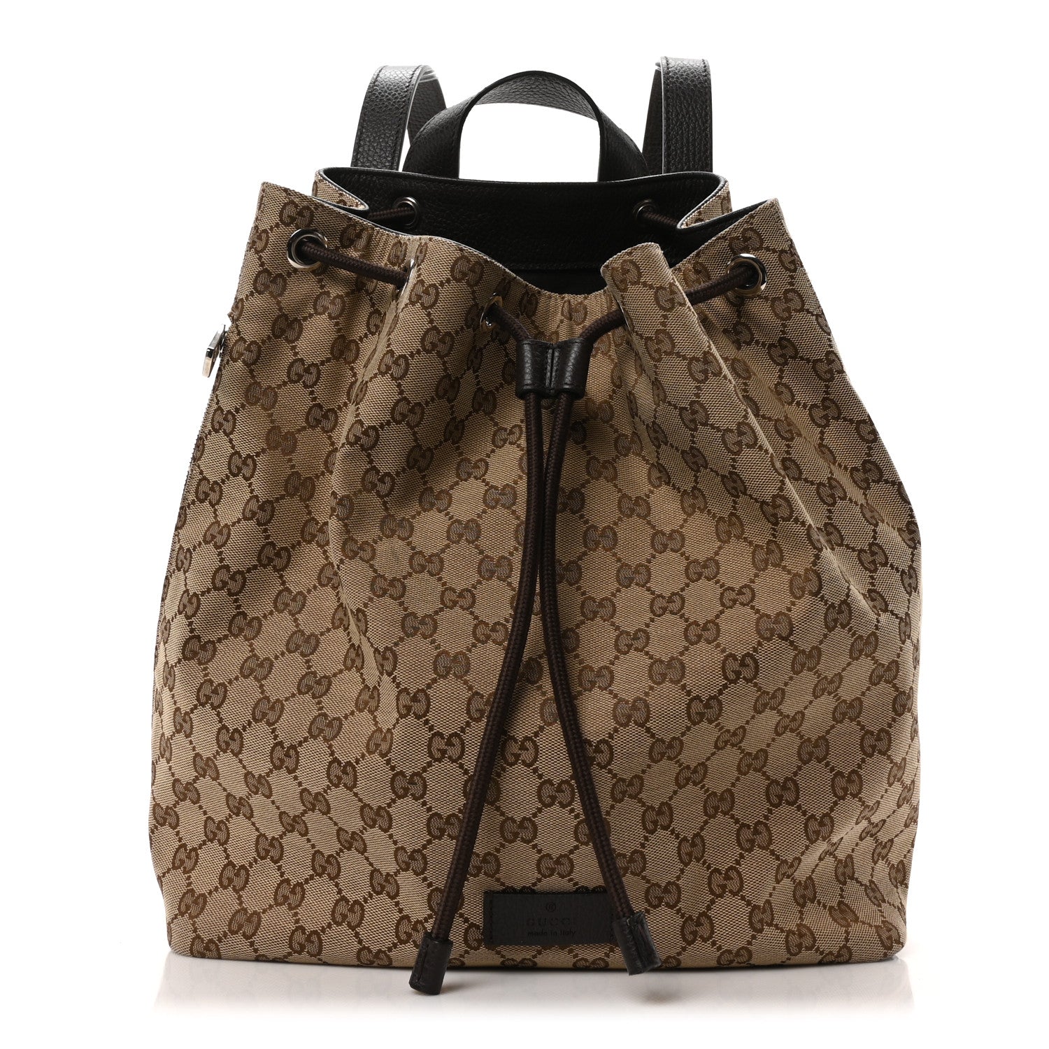 Monogram Dollar Calfskin O Drawstring Backpack Beige Ebony Testa di Moro Dark Chocolate