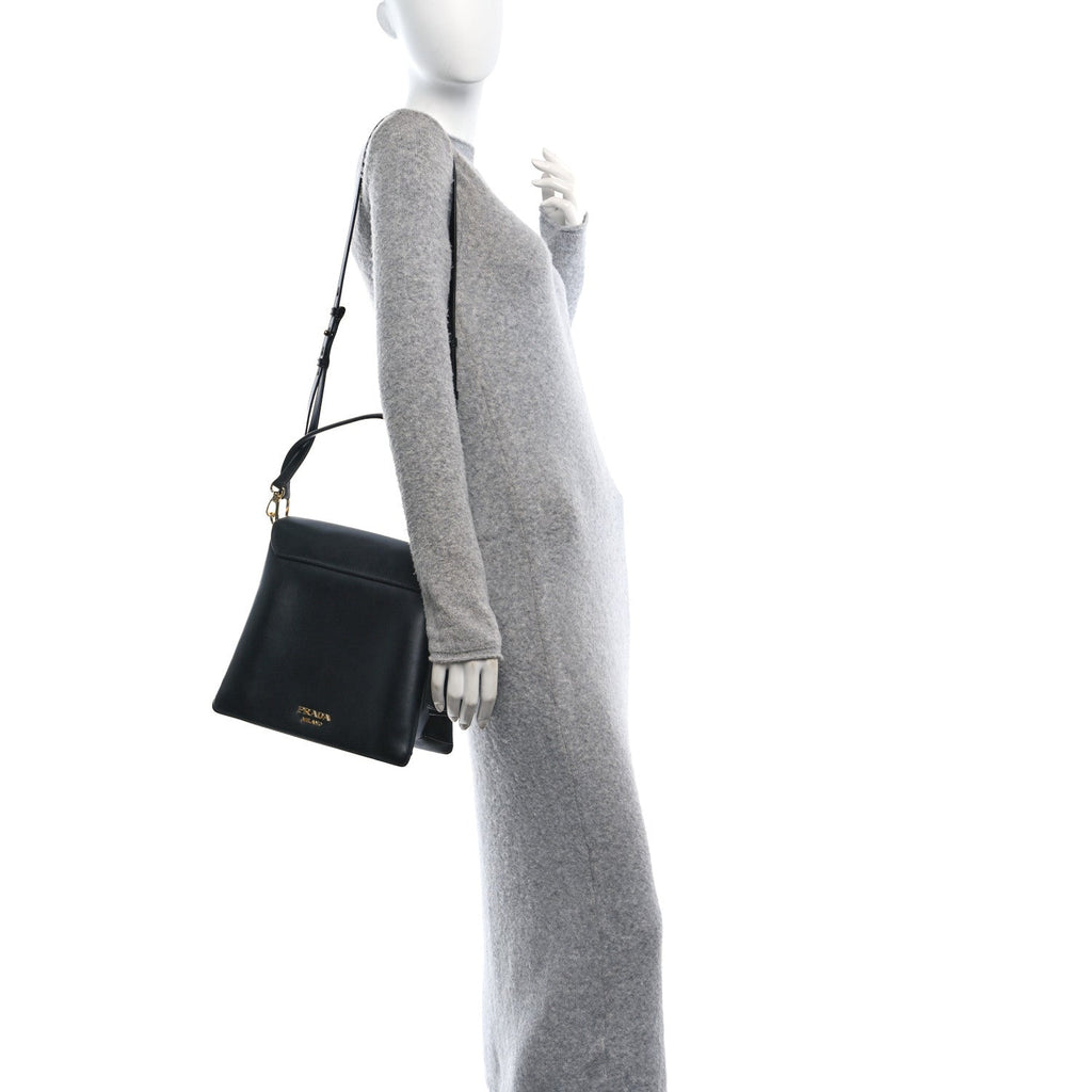 New Calfskin Medium Ingrid Top Handle Bag Black
