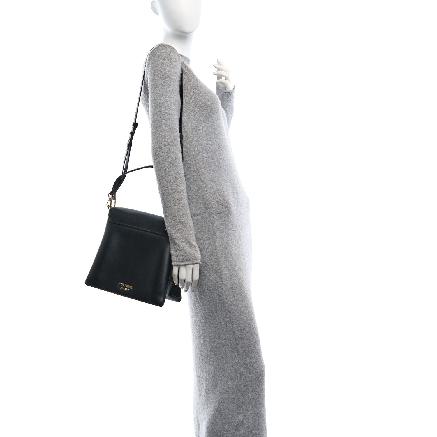 New Calfskin Medium Ingrid Top Handle Bag Black