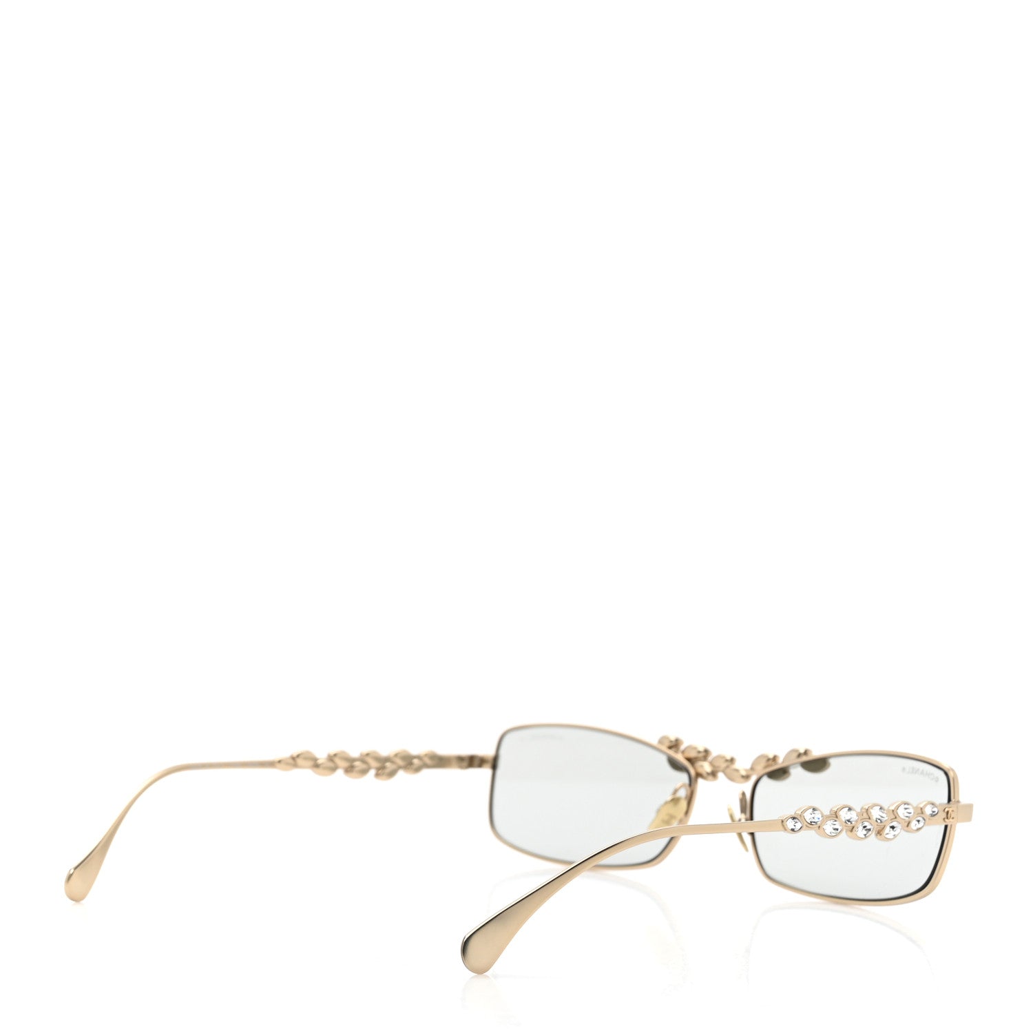 Metal Crystal Sparkling Wheat Rectangle Sunglasses 71584 Gold