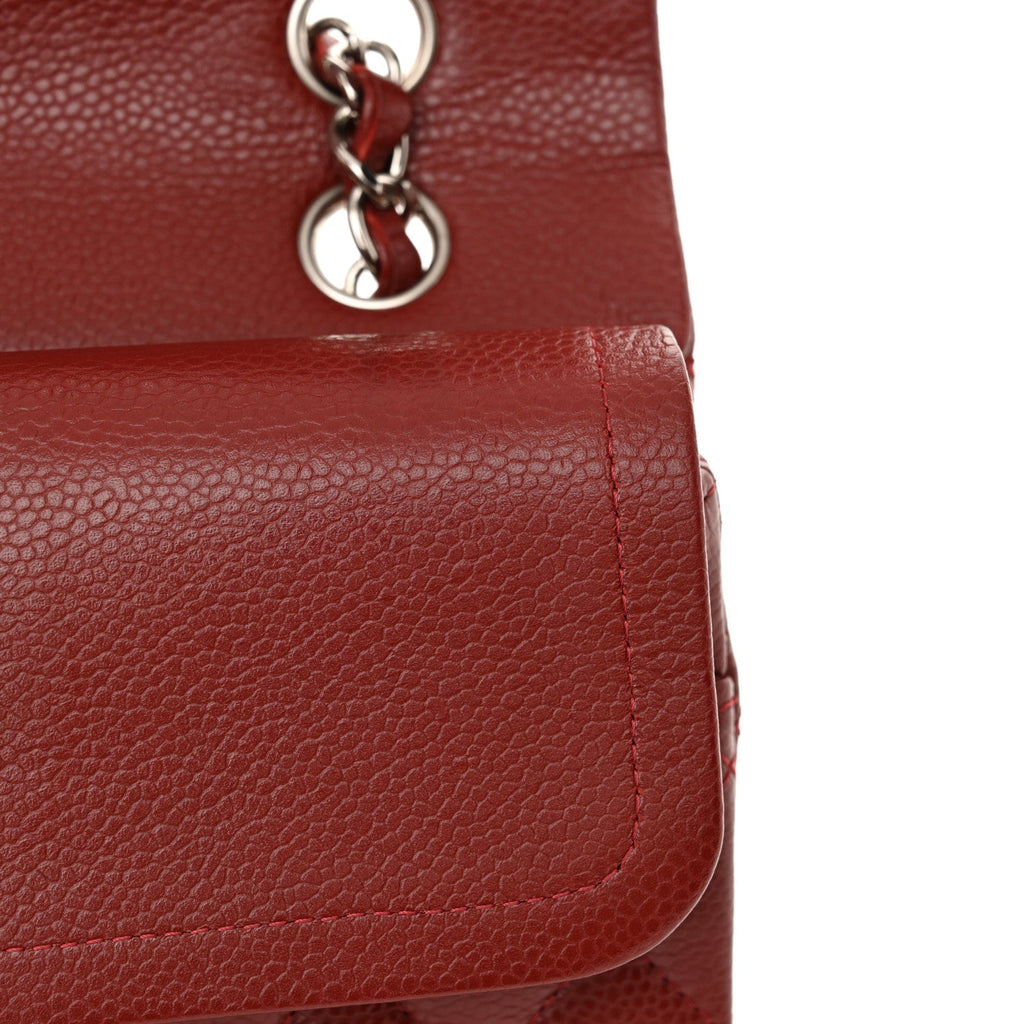 Caviar Quilted Medium Double Flap Burgundy