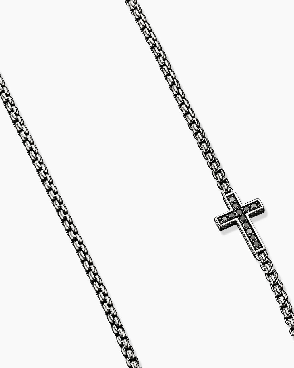 DAVID YURMAN STREAMLINE® CROSS STATION STERLING SILVER BLACK DIAMONDS NECKLACE