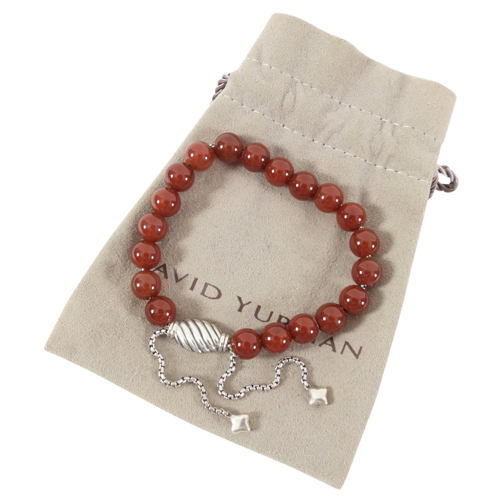 David Yurman Carnelian Bead Sterling Bracelet