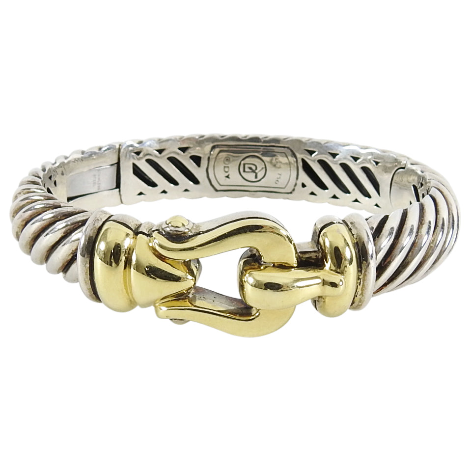 David Yurman Sterling 18k Gold Waverly Buckle Bracelet