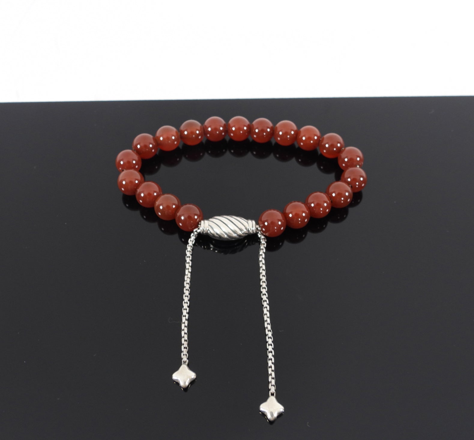 David Yurman Carnelian Bead Sterling Bracelet