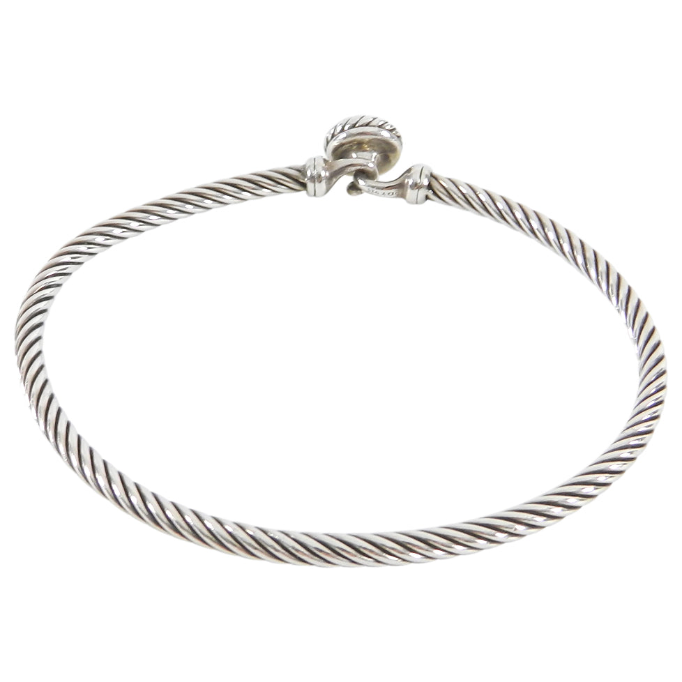 David Yurman 3mm Sterling Cable Bracelet with Black Diamond