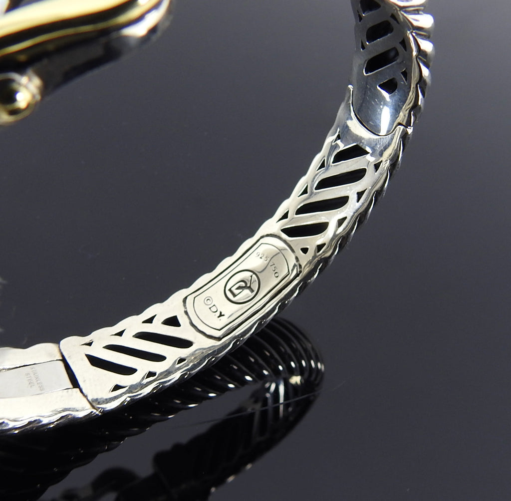 David Yurman Sterling 18k Gold Waverly Buckle Bracelet