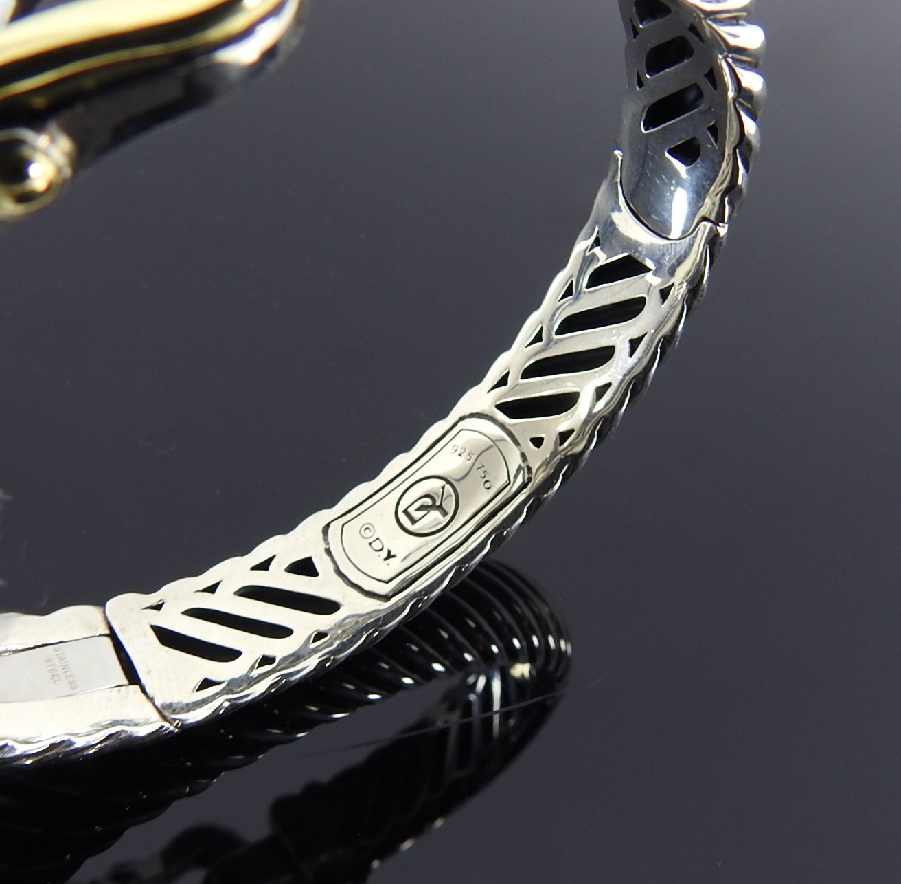 David Yurman Sterling 18k Gold Waverly Buckle Bracelet