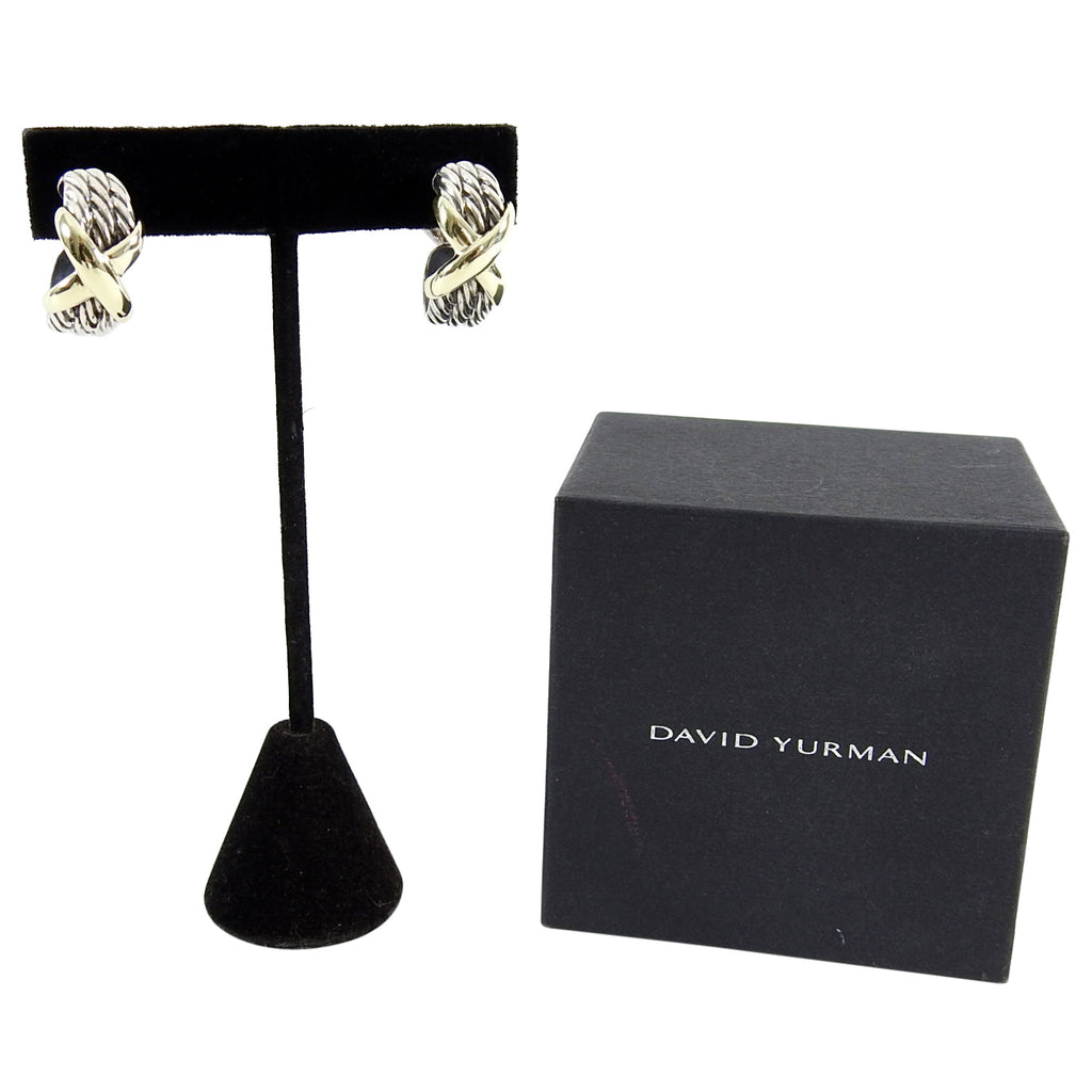 David Yurman Sterling Cable 14k Gold X Earrings