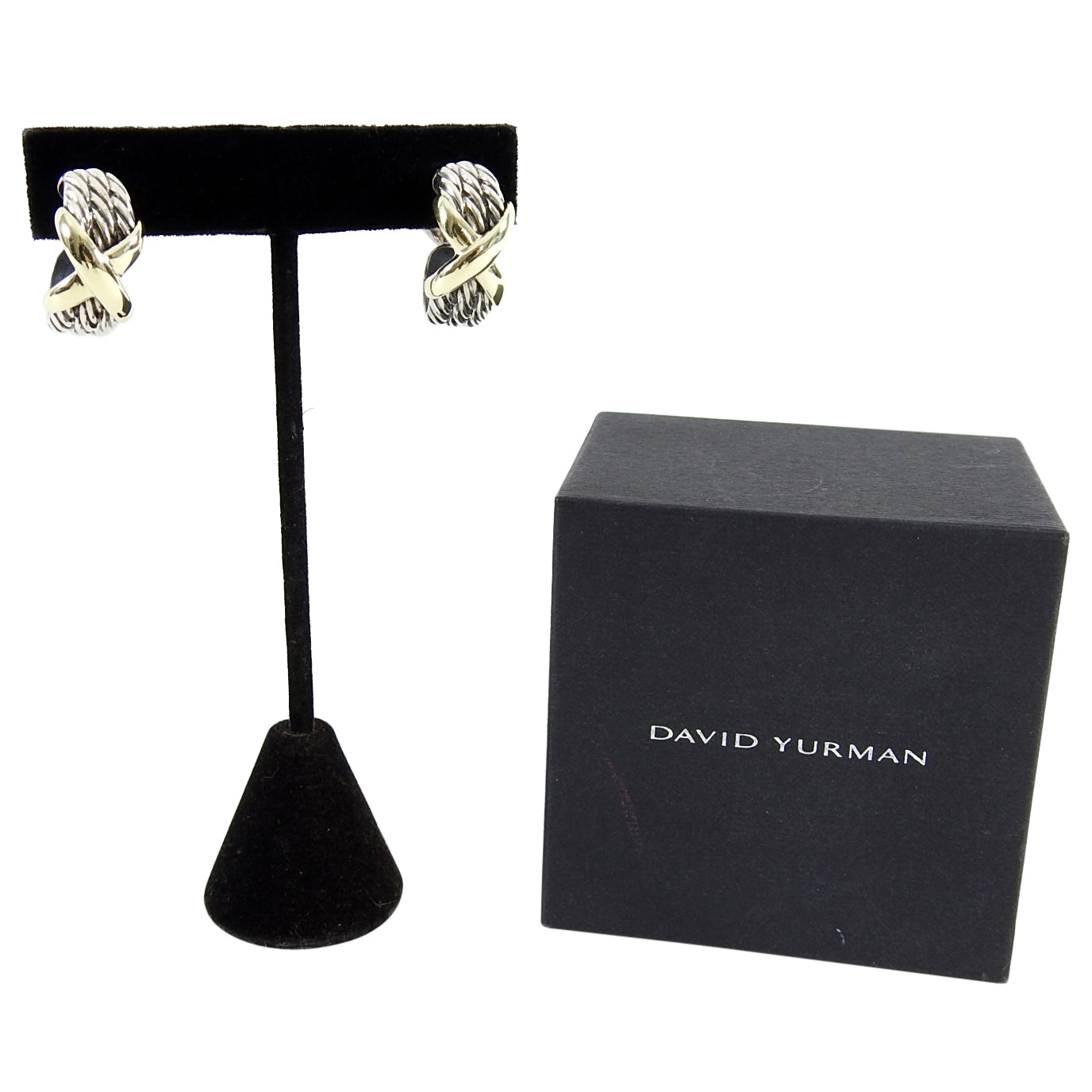 David Yurman Sterling Cable 14k Gold X Earrings