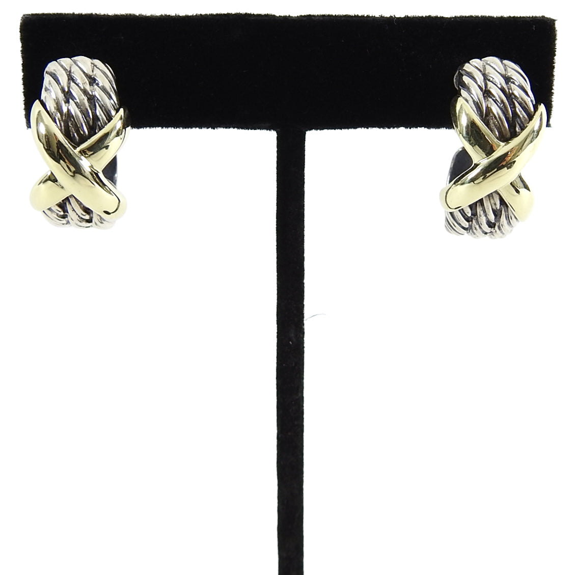David Yurman Sterling Cable 14k Gold X Earrings