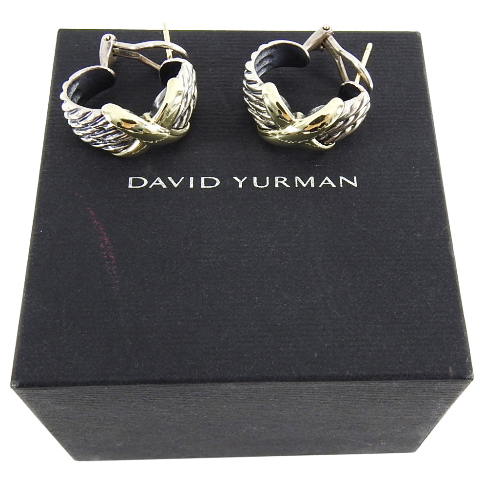 David Yurman Sterling Cable 14k Gold X Earrings