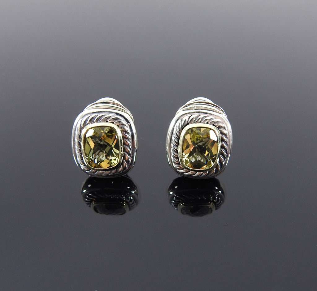 David Yurman Albion 18k Yellow Gold, Peridot, Sterling Earrings