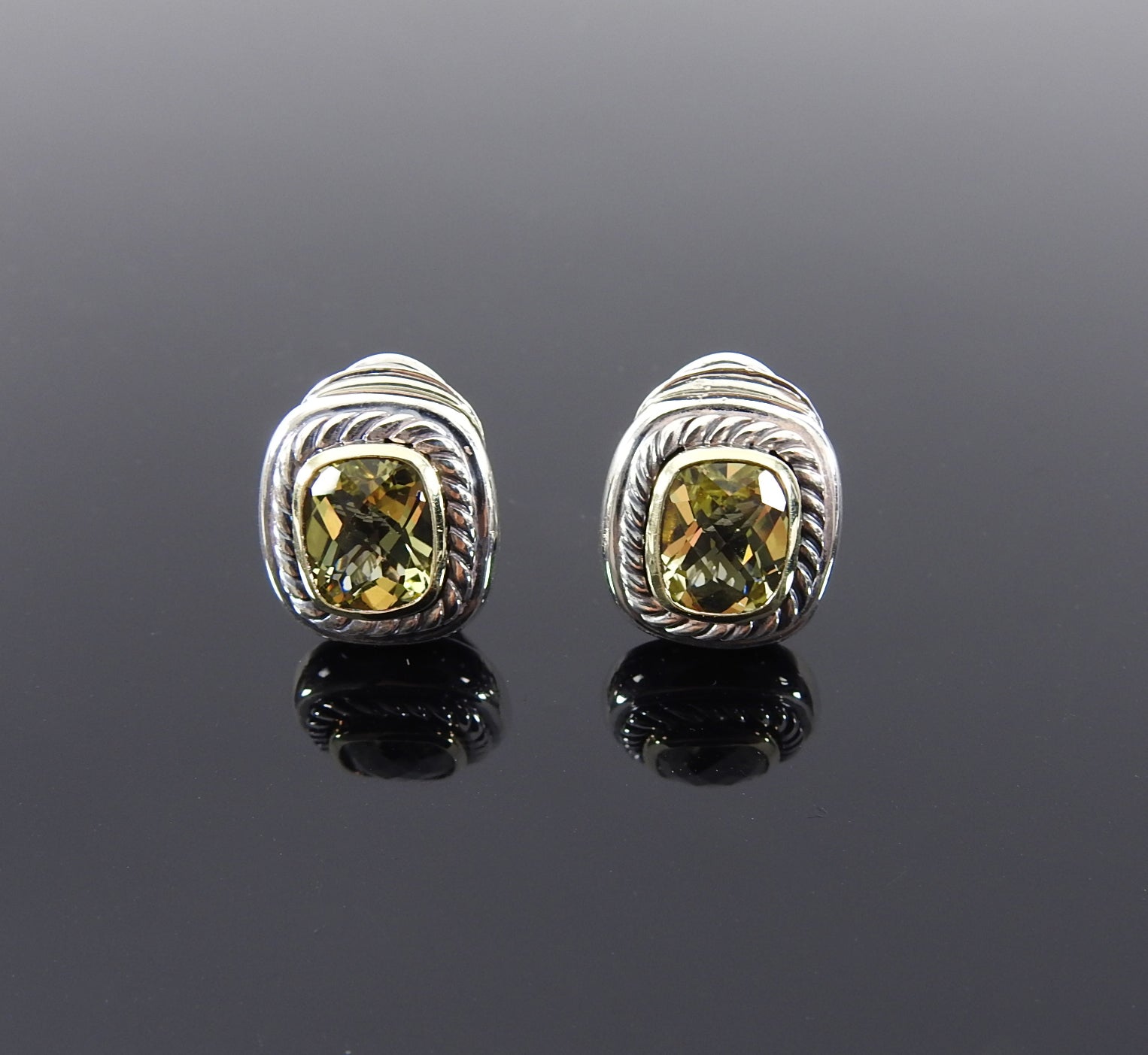 David Yurman Albion 18k Yellow Gold, Peridot, Sterling Earrings