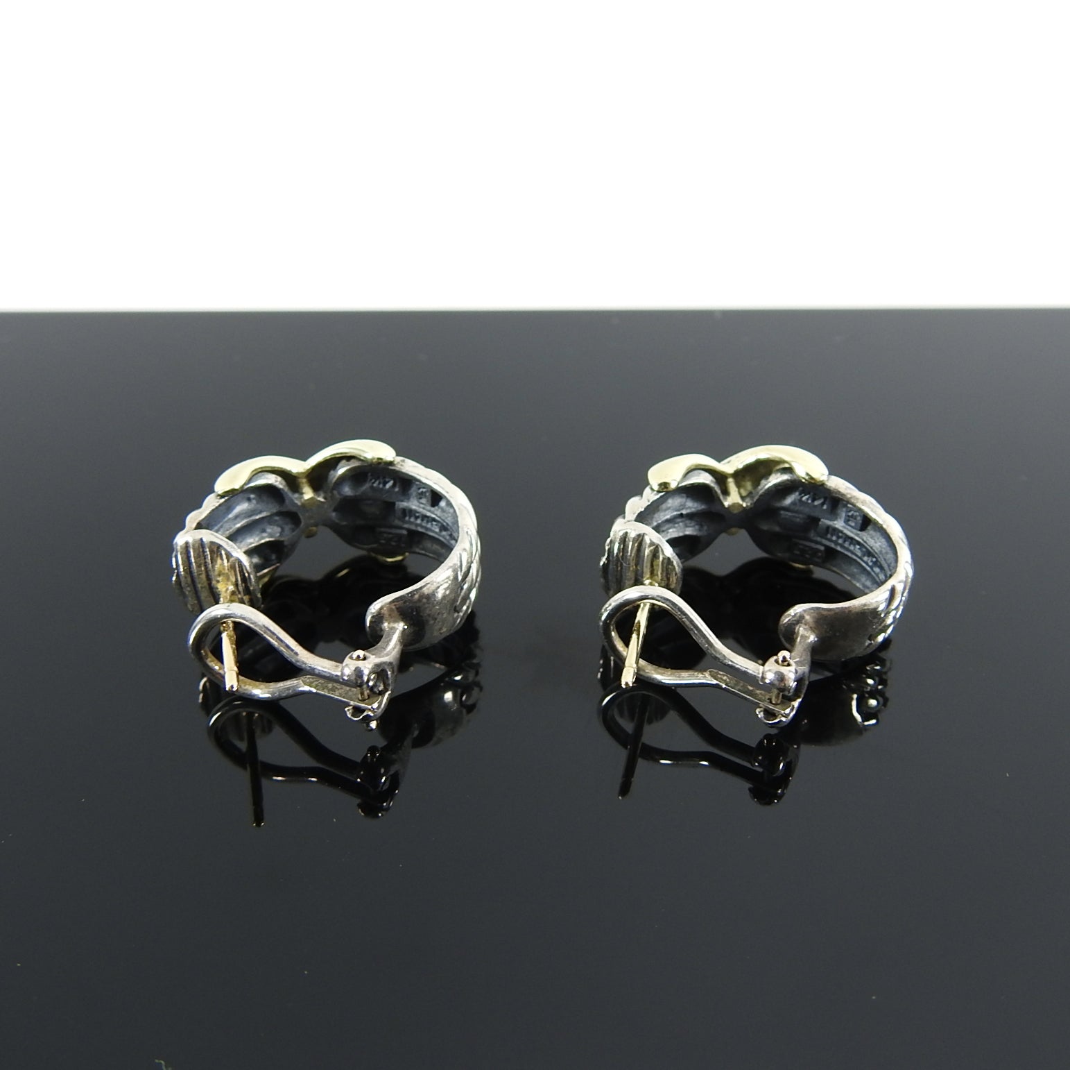 David Yurman Sterling Cable 14k Gold X Earrings