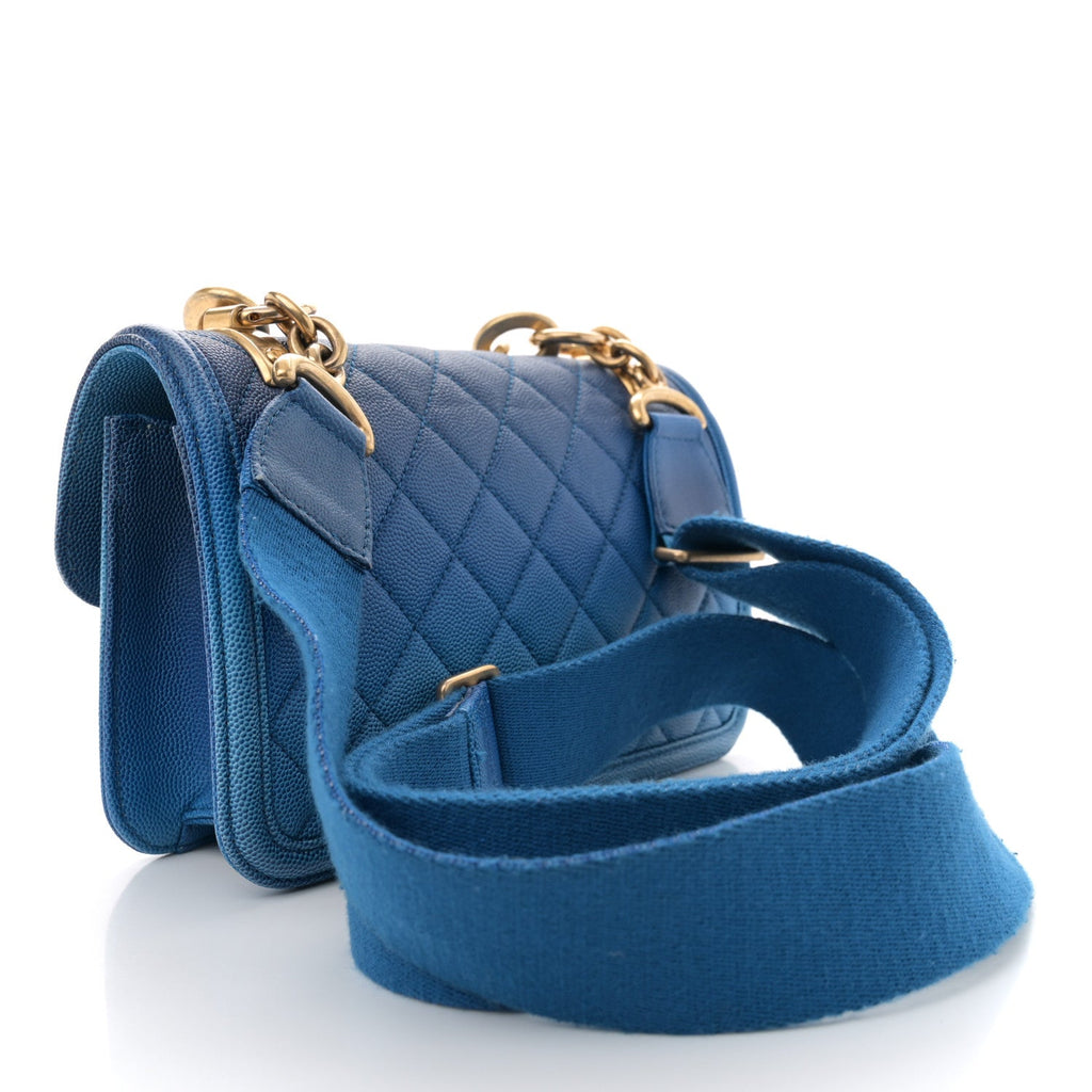 Caviar Quilted Small Sunset On The Sea Flap Blue