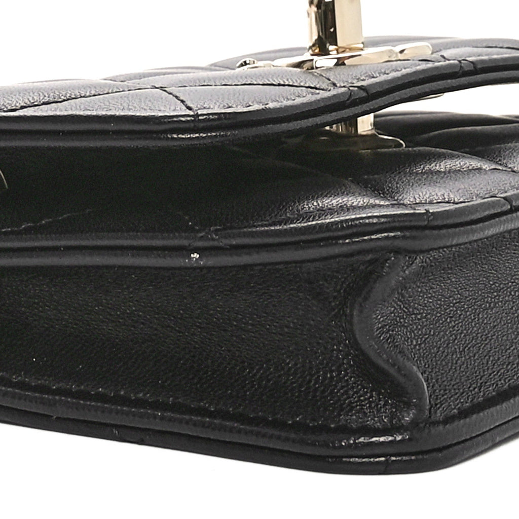 Lambskin Quilted Trendy CC  Holder On Chain Black