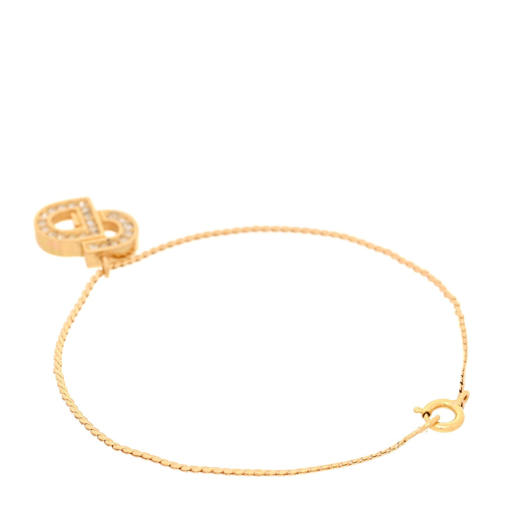 Metal Crystal Chain Logo Bracelet Gold