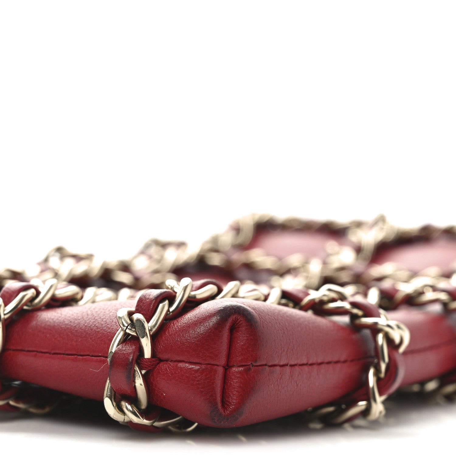 Lambskin Tech Me Out Clutch With Chain Red
