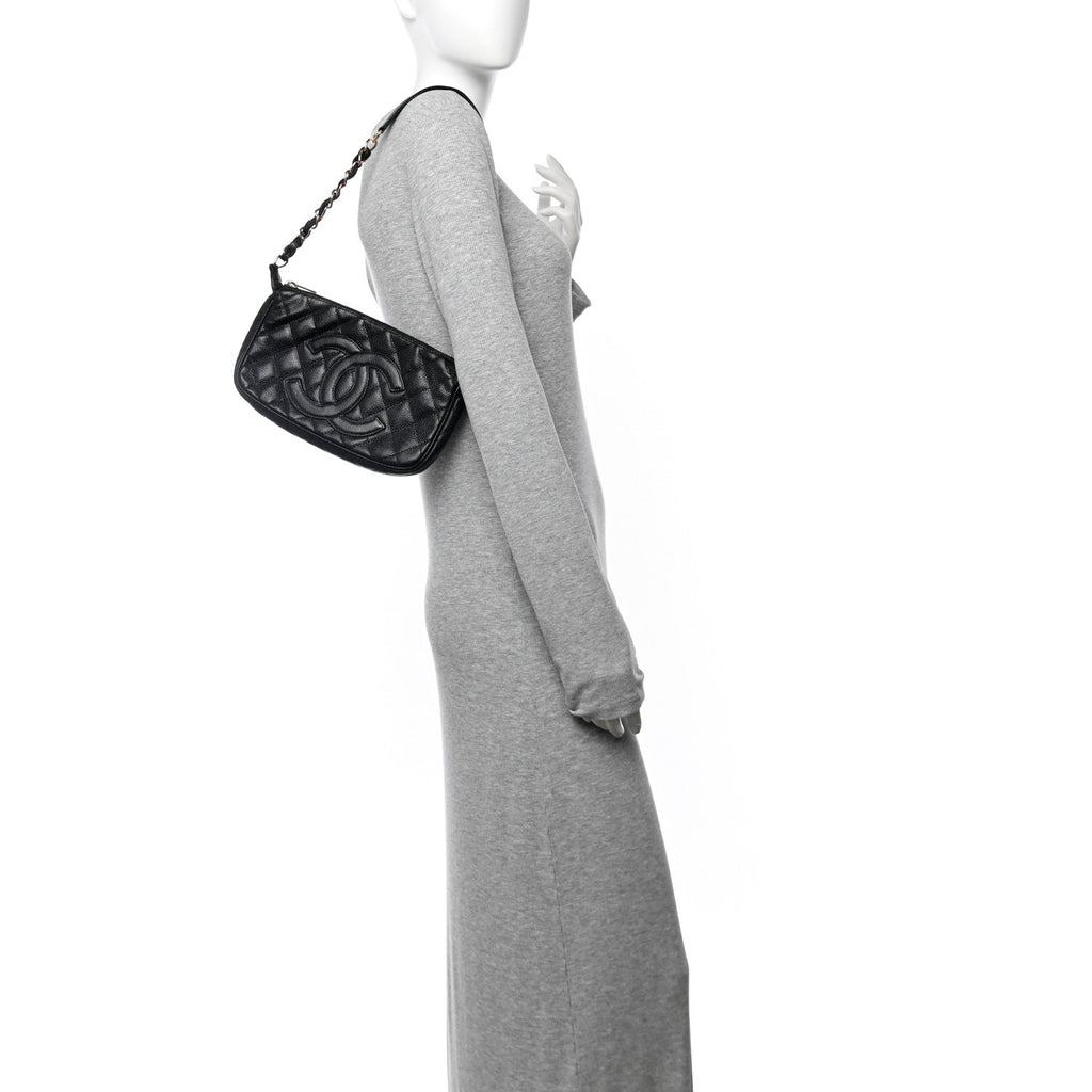 Caviar Quilted Timeless CC Shoulder Bag Black