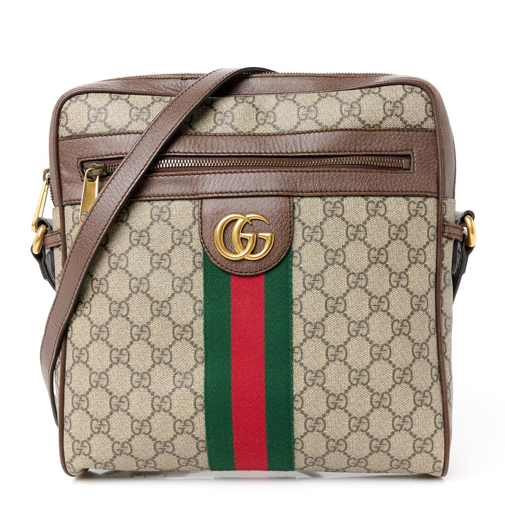GG Supreme Monogram Web Medium Ophidia Messenger Bag Brown