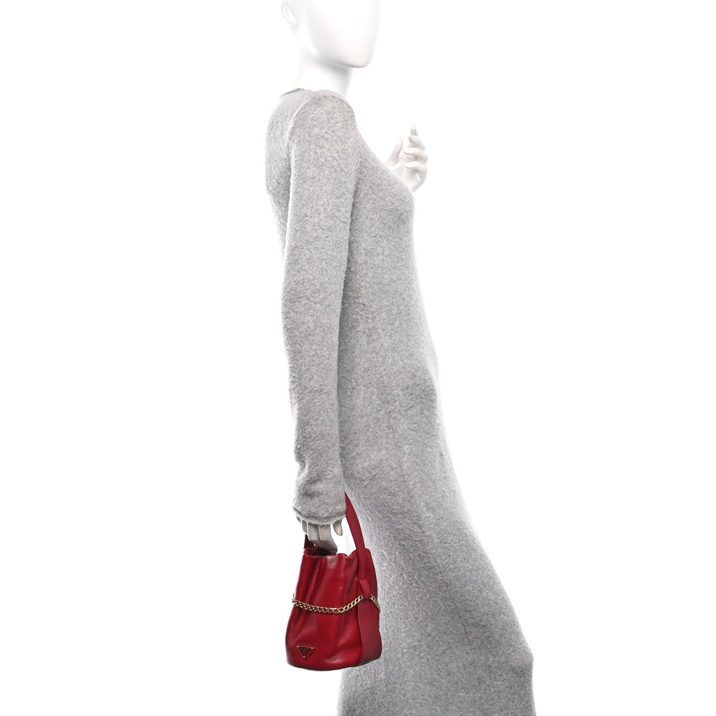Nappa Petit Sac Mini Bucket Bag Cherry