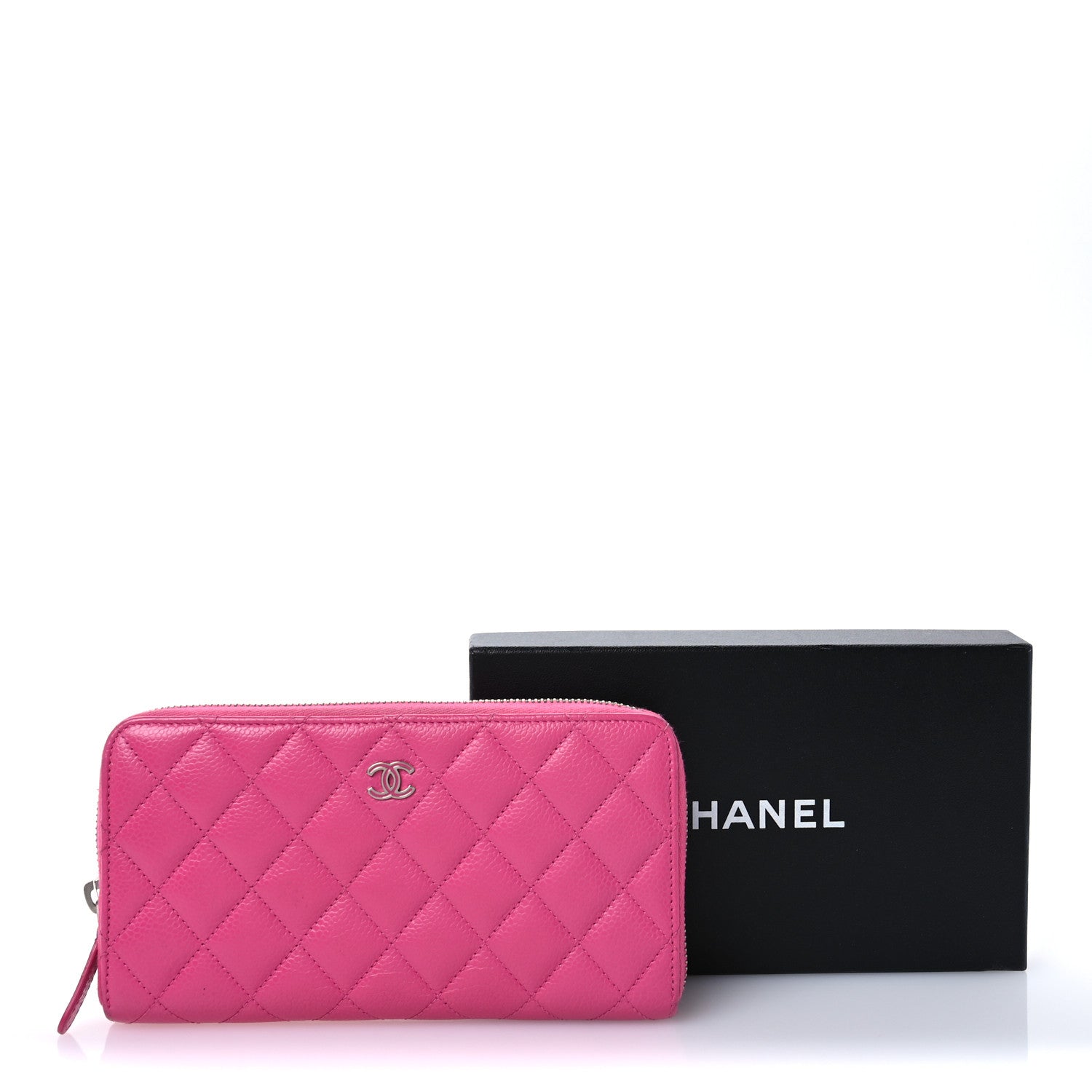 Caviar Quilted Large Gusset Zip Around Wallet Pink