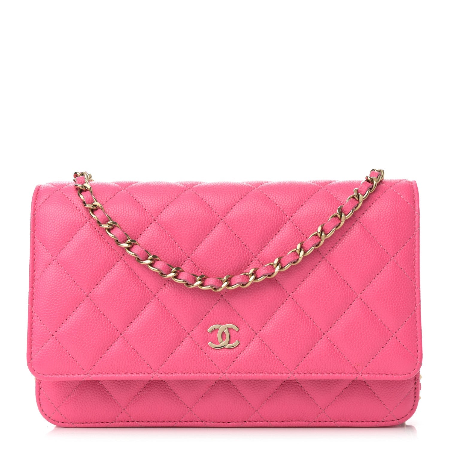 Caviar Quilted Wallet on Chain WOC Rose