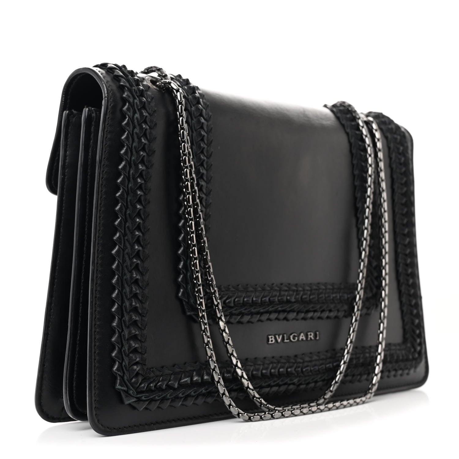 Calfskin Plisse Serpenti Forever Crossbody Bag Black