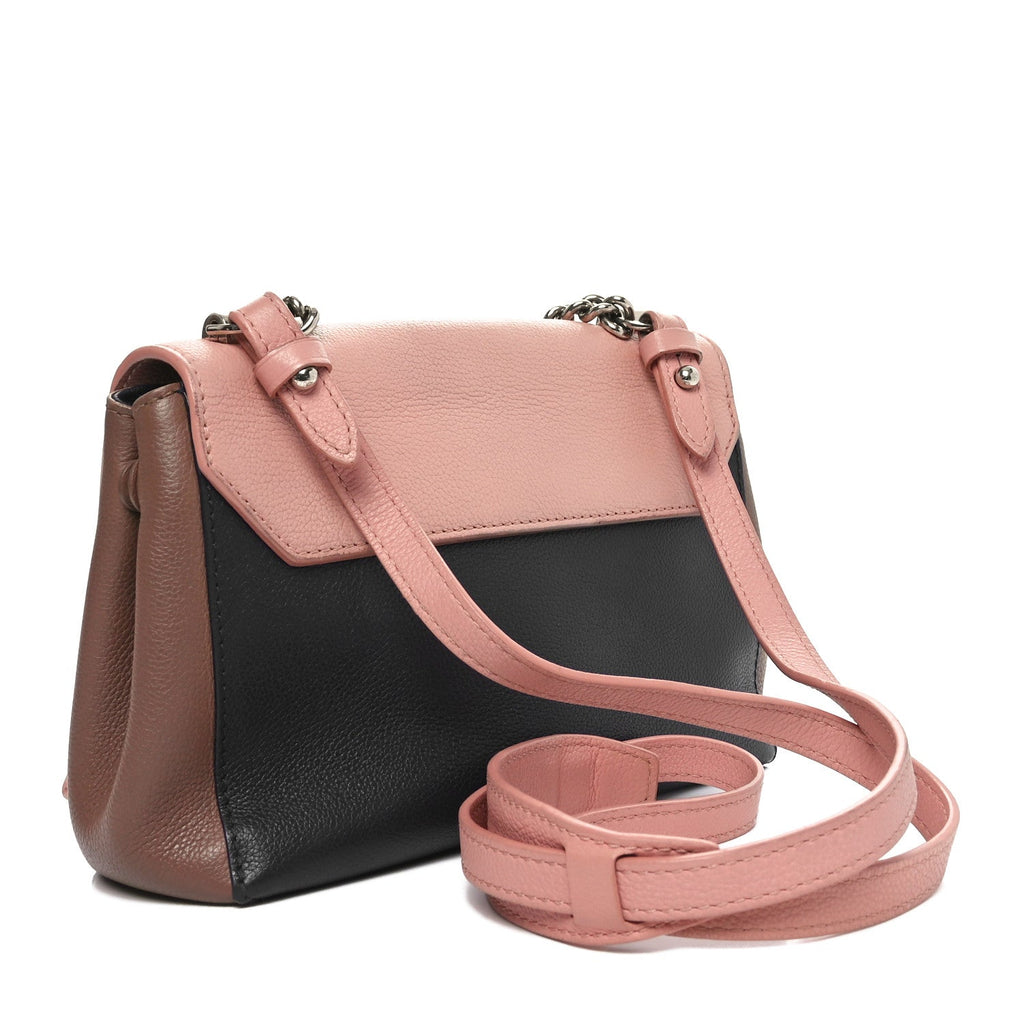 Soft Calfskin Lockme II Chain Bag BB Rose Poudre