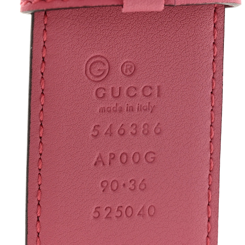 Moon Calfskin Interlocking G 37mm Belt 90 36 Glossy Pink