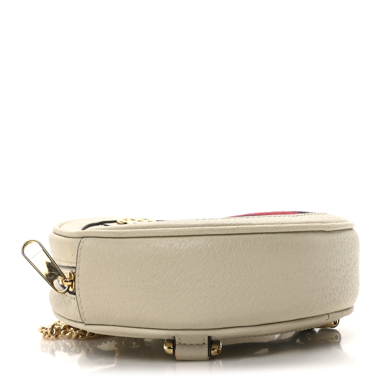 Textured Calfskin Web Mini Ophidia Round Backpack Mystic White