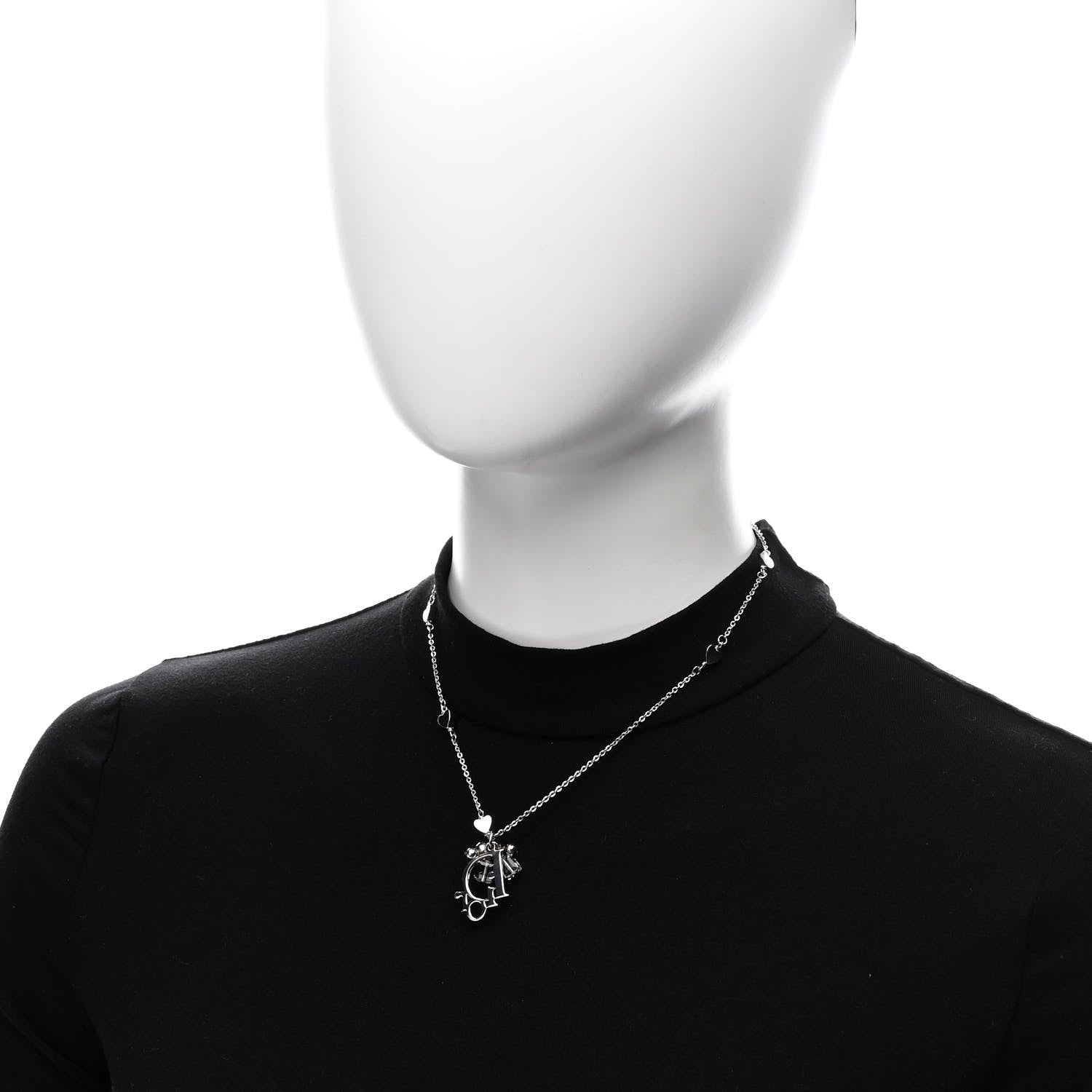 Metal Lily Charm Necklace Silver