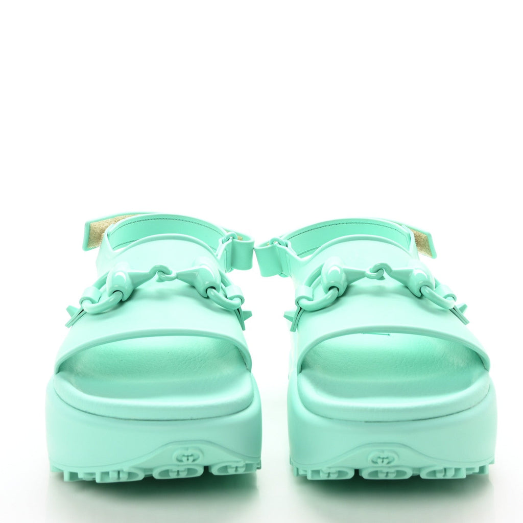 Soft Rubber Horsebit Womens Slingback Sandals 37 Teal Cyan