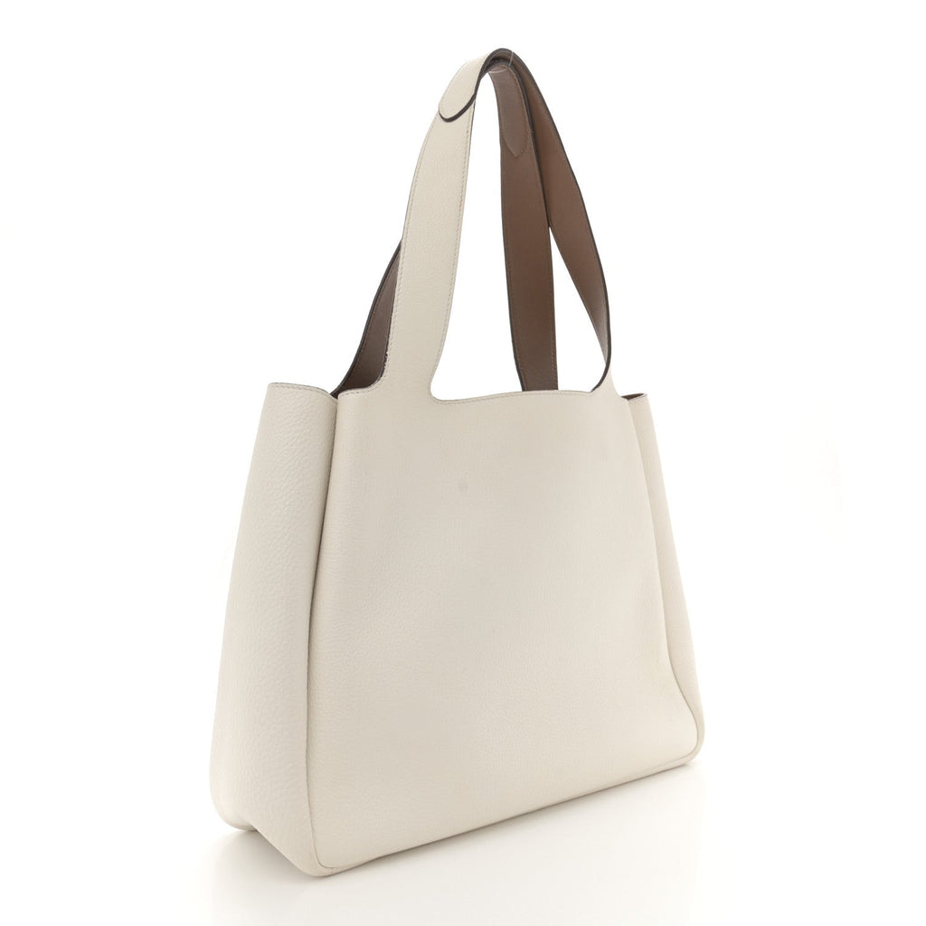Vitello Daino Soft Large Dynamique Tote White Caramel