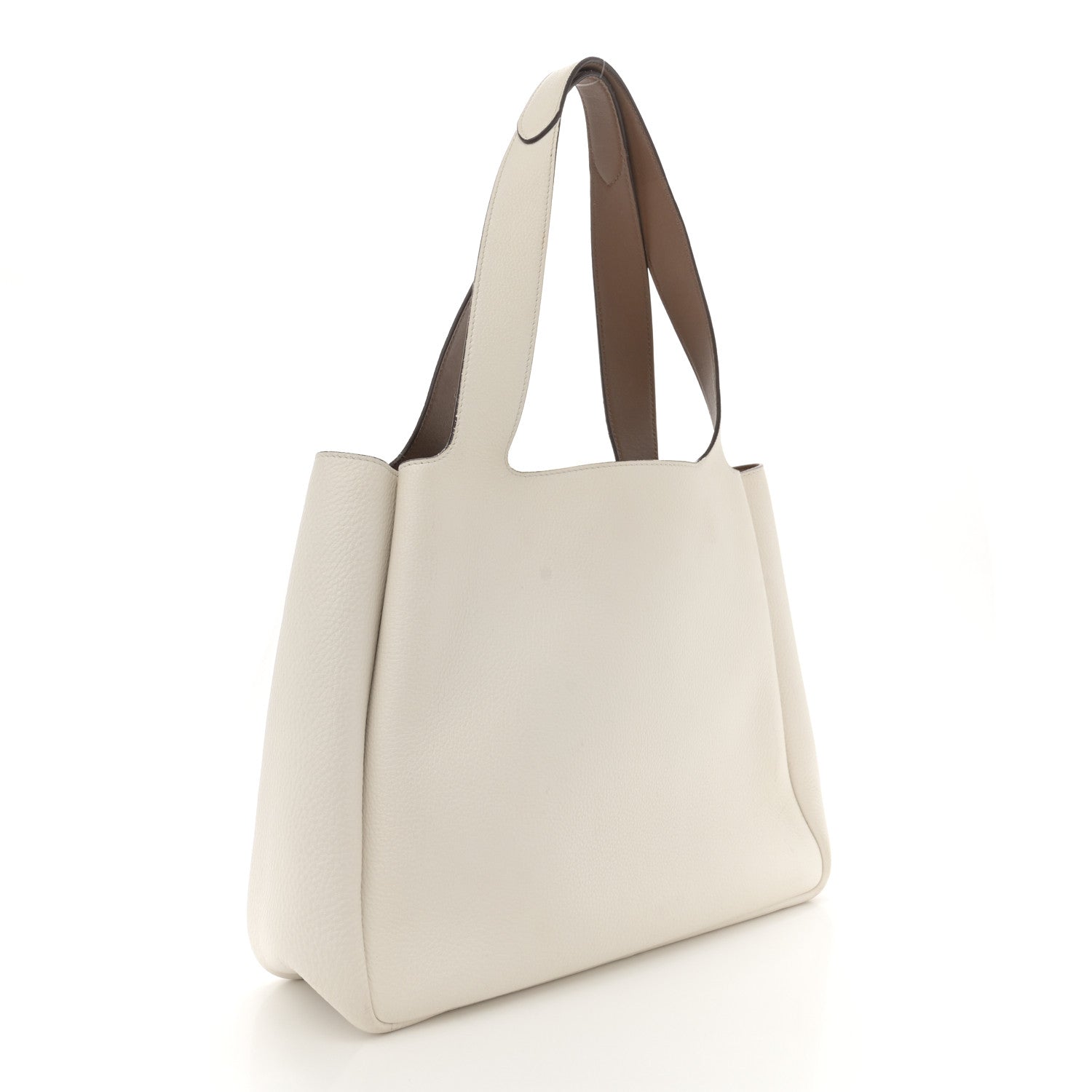 Vitello Daino Soft Large Dynamique Tote White Caramel