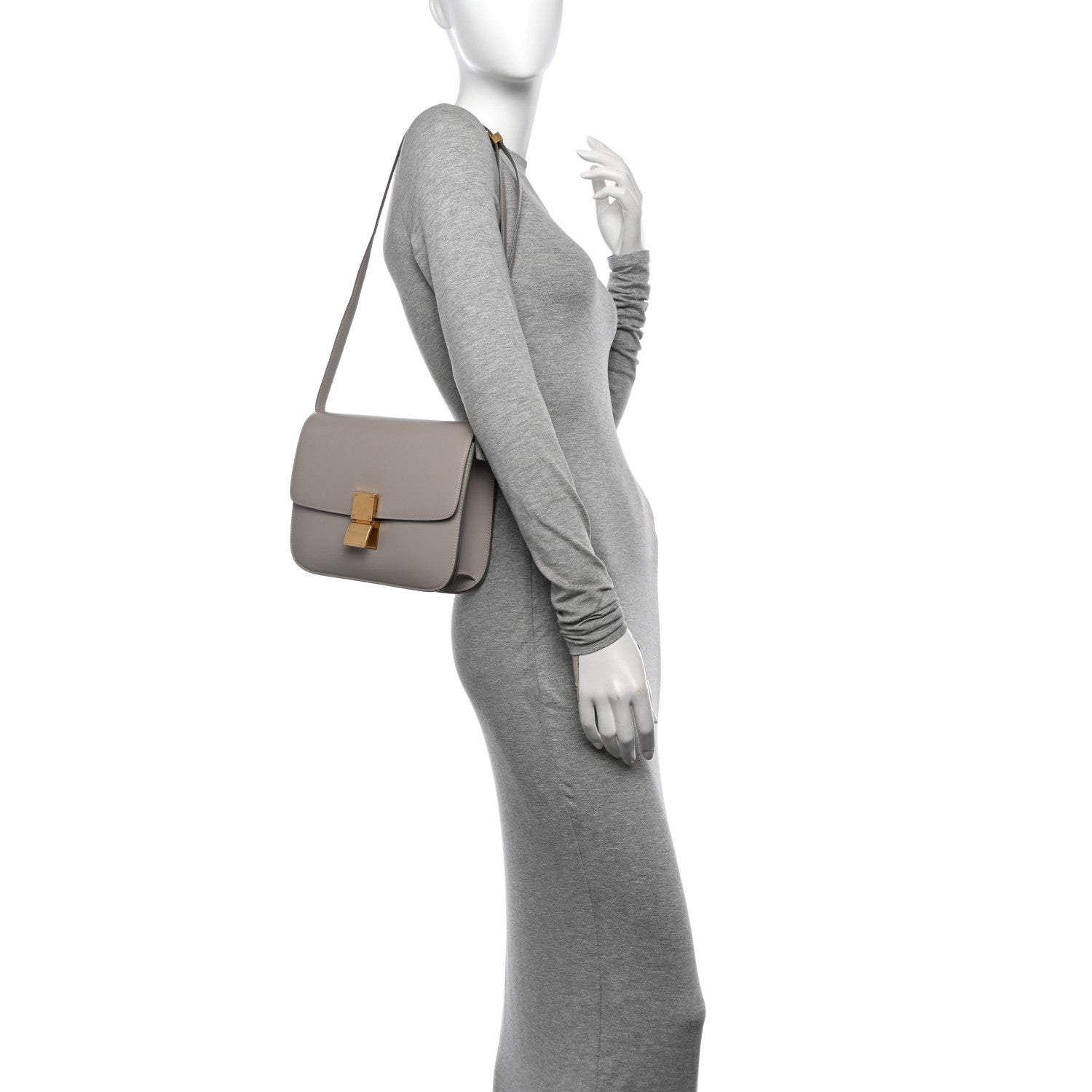 Box Calfskin Medium Classic Box Flap Bag Clay