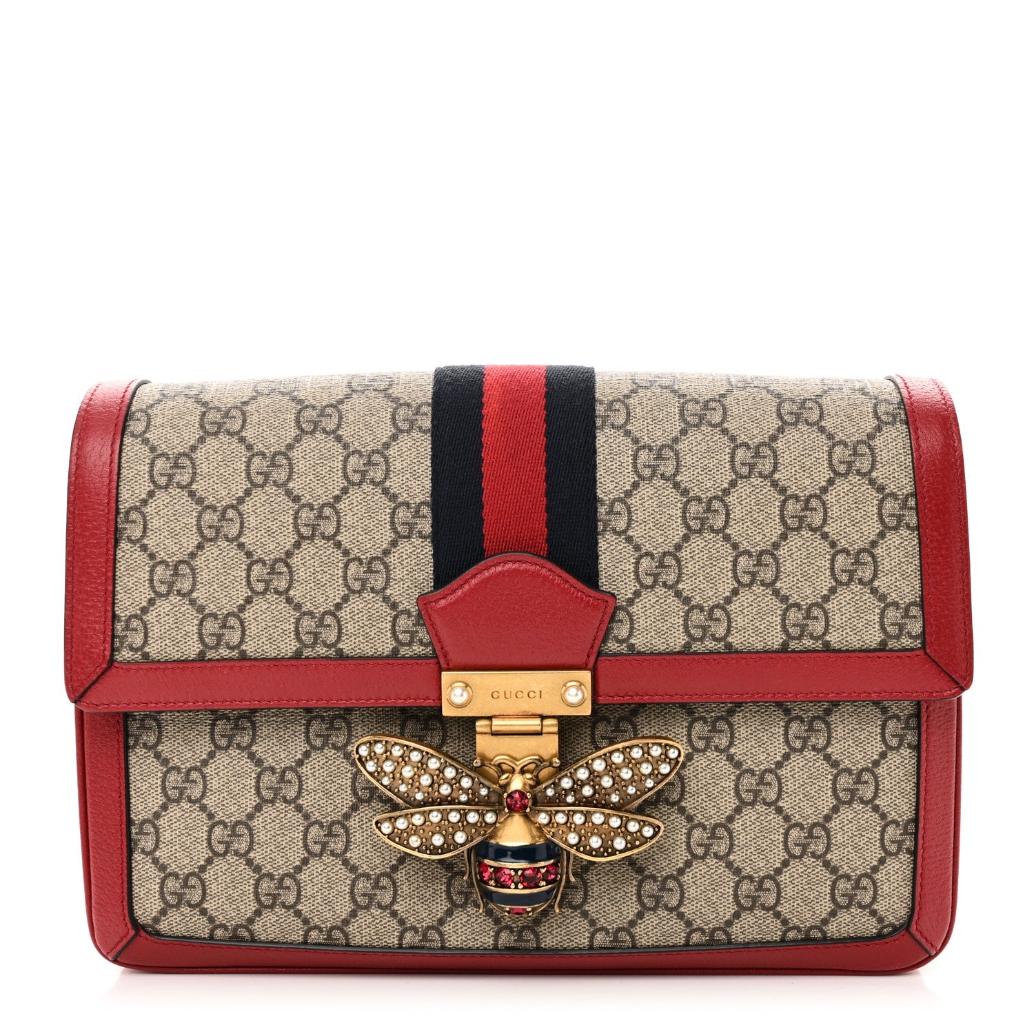 GG Supreme Monogram Medium Queen Margaret Shoulder Bag Red