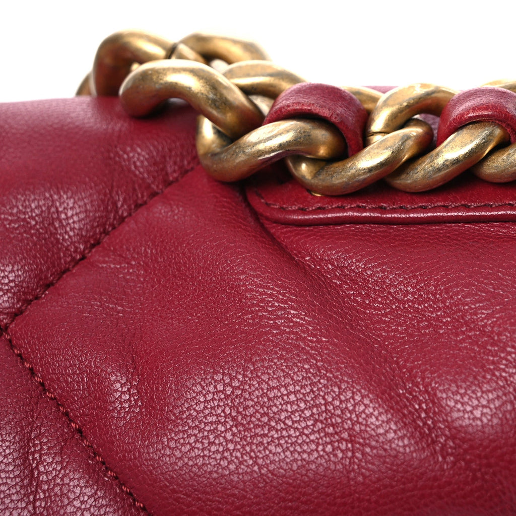 Goatskin Quilted Large Chanel 19 Flap Dark Pink