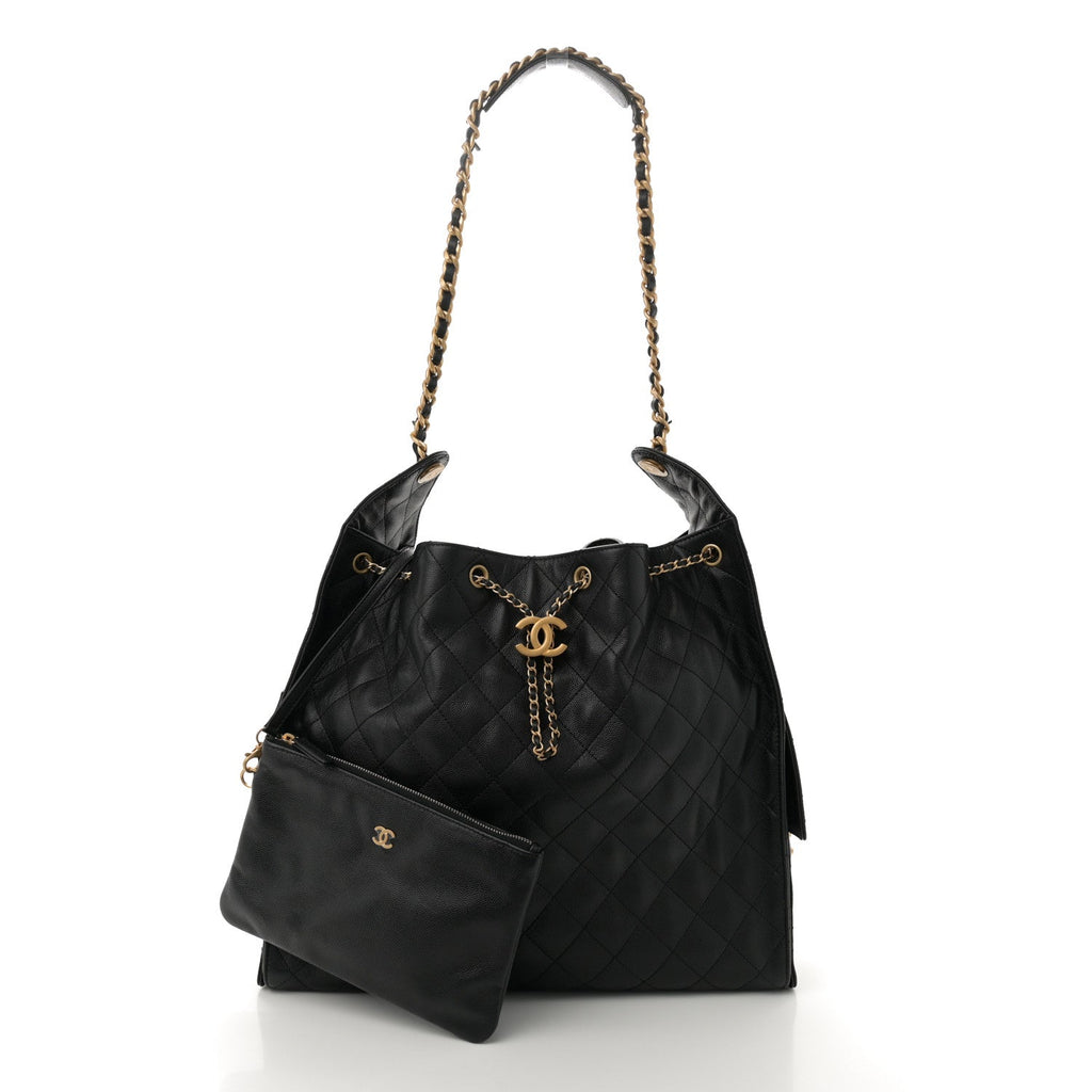 Caviar Quilted Large Chanel 25 Handbag Black