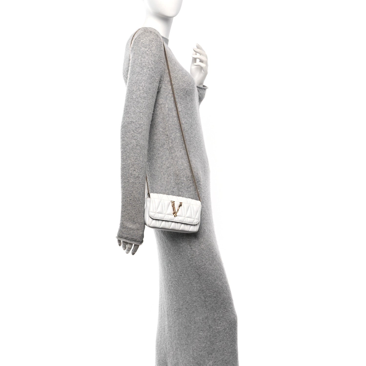 Nappa Quilted Virtus Evening Bag White